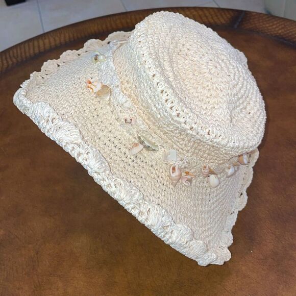 Cappelli Seashell Trim Straw Hat One Size - Picture 3 of 6